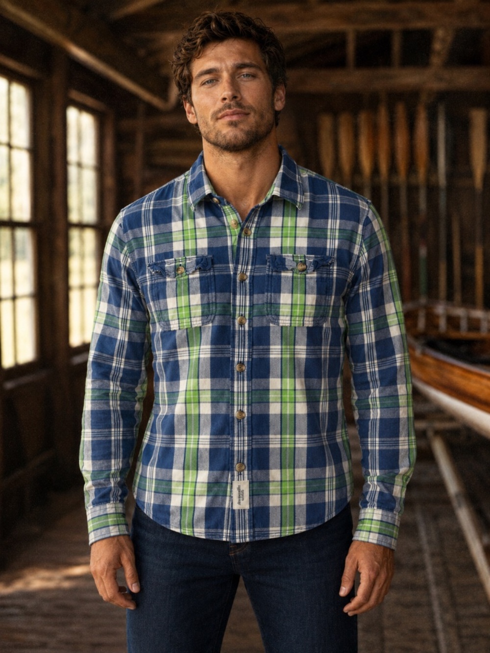 Vintage Abercrombie & Fitch Muscle Fit Plaid Shirt Men’s XL Y2K Button Up